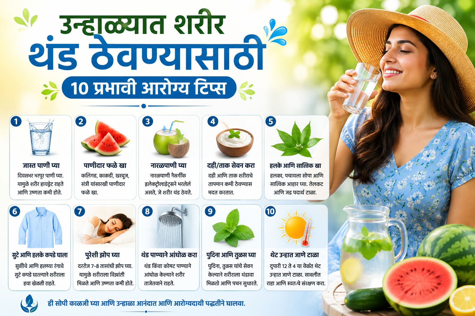 उन्हाळ्यात शरीर थंड ठेवण्यासाठी १० प्रभावी आरोग्य टिप्स