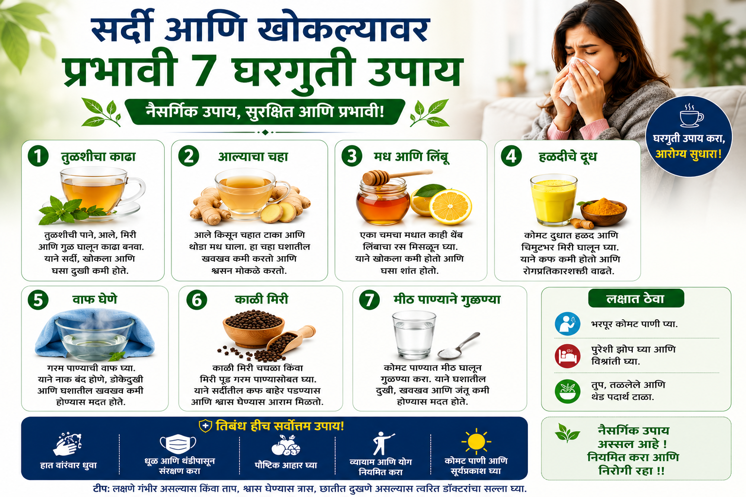 सर्दी आणि खोकल्यावर प्रभावी ७ घरगुती उपाय