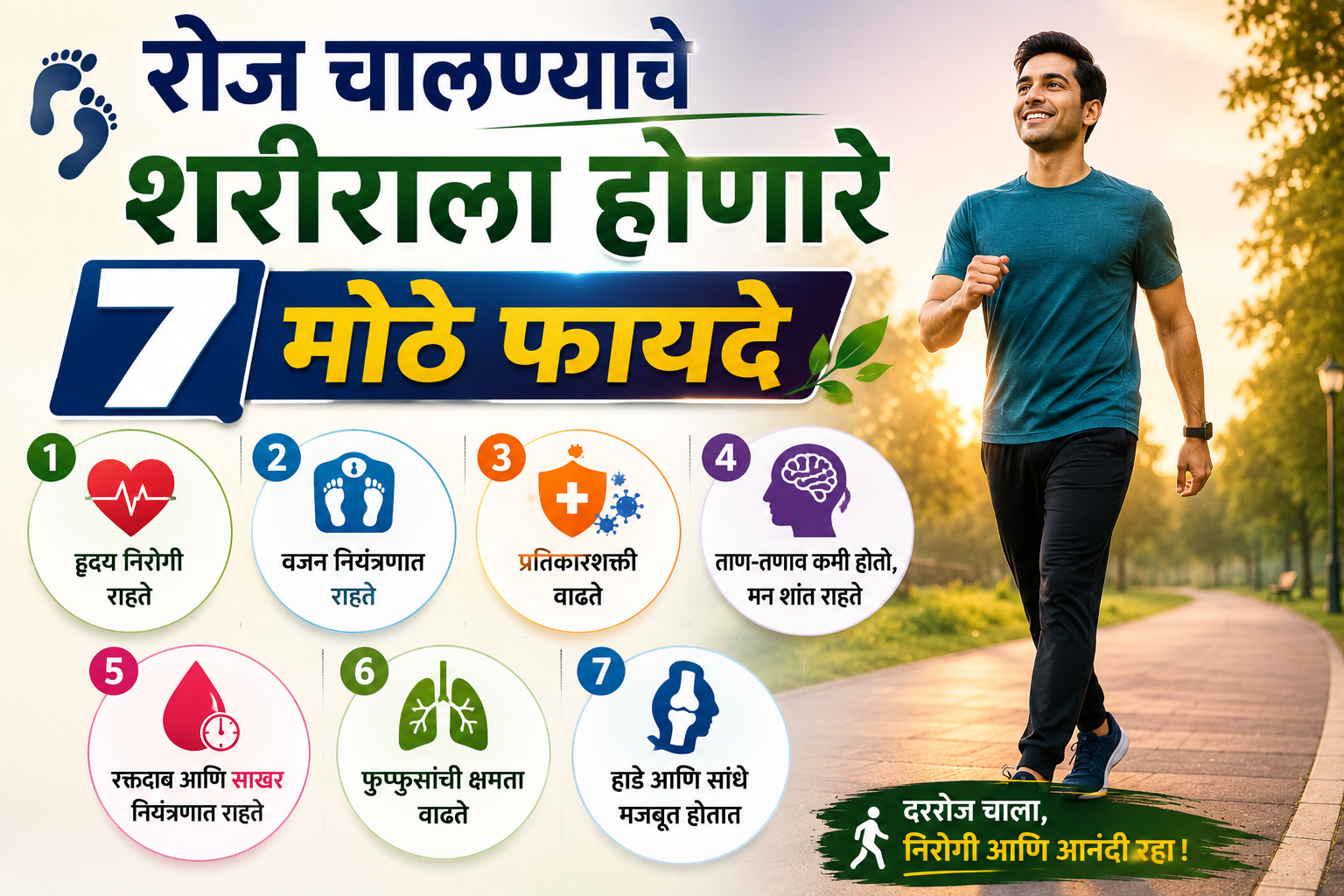 रोज चालण्याचे शरीराला होणारे ७ मोठे फायदे
